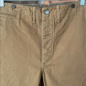 $395 RRL brown cotton field pants